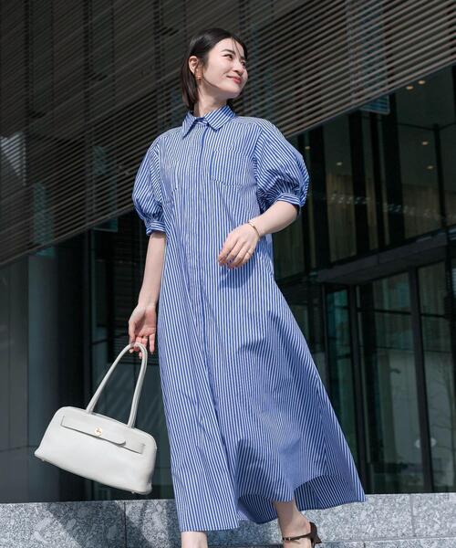 URBAN RESEARCH ROSSO WOMEN(アーバンリサーチ ロッソ)の「『別注』ELENDEEK×ROSSO RELAXY SHIRT ONE-PIECE(ワンピース・レディース・オフホワイト/ブラック系その他/ブルー系その他・1)」の4枚目の写真