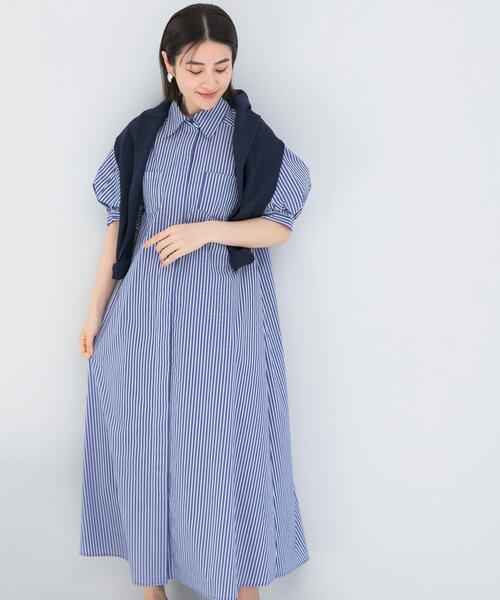 URBAN RESEARCH ROSSO WOMEN(アーバンリサーチ ロッソ)の「『別注』ELENDEEK×ROSSO RELAXY SHIRT ONE-PIECE(ワンピース・レディース・オフホワイト/ブラック系その他/ブルー系その他・1)」の7枚目の写真