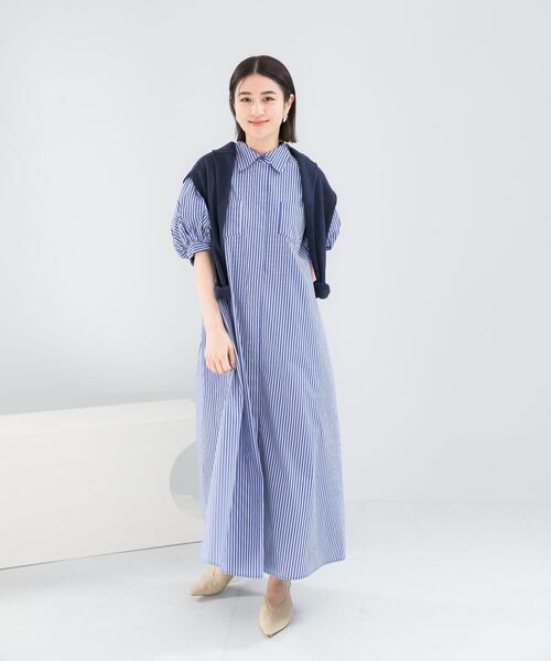 URBAN RESEARCH ROSSO WOMEN(アーバンリサーチ ロッソ)の「『別注』ELENDEEK×ROSSO RELAXY SHIRT ONE-PIECE(ワンピース・レディース・オフホワイト/ブラック系その他/ブルー系その他・1)」の8枚目の写真