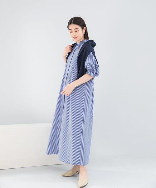 URBAN RESEARCH ROSSO WOMEN(アーバンリサーチ ロッソ)の「『別注』ELENDEEK×ROSSO RELAXY SHIRT ONE-PIECE(ワンピース・レディース・オフホワイト/ブラック系その他/ブルー系その他・1)」の9枚目の写真