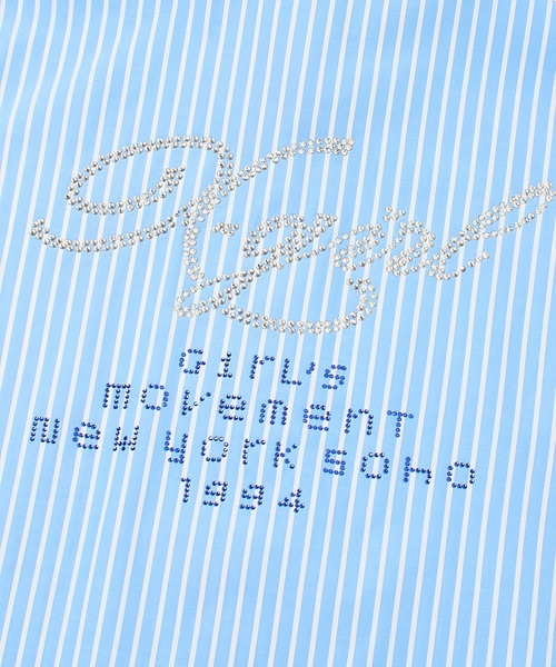 X-girl(エックスガール)の「STRIPED RHINESTONE S/S SHIRT(シャツ/ブラウス・レディース・ライトブルー/ピンク・S/M)」の13枚目の写真