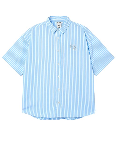 X-girl(エックスガール)の「STRIPED RHINESTONE S/S SHIRT(シャツ/ブラウス・レディース・ライトブルー/ピンク・S/M)」の10枚目の写真
