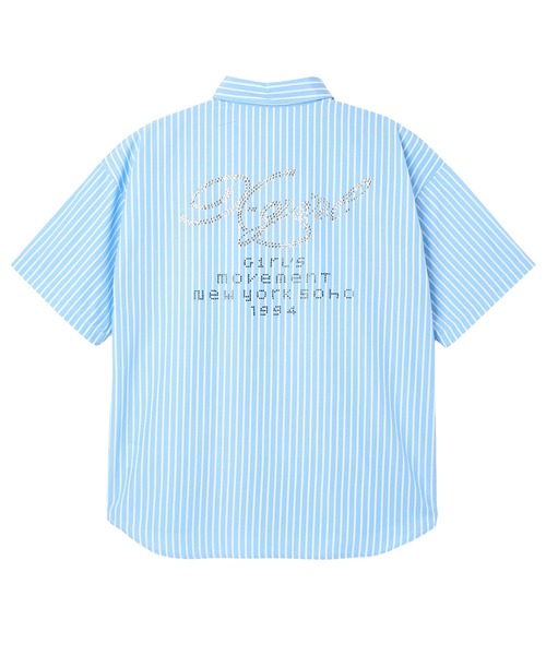 X-girl(エックスガール)の「STRIPED RHINESTONE S/S SHIRT(シャツ/ブラウス・レディース・ライトブルー/ピンク・S/M)」の9枚目の写真
