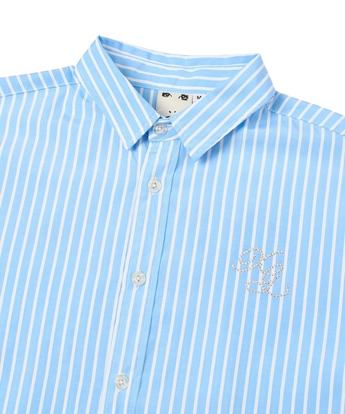 X-girl(エックスガール)の「STRIPED RHINESTONE S/S SHIRT(シャツ/ブラウス・レディース・ライトブルー/ピンク・S/M)」の11枚目の写真