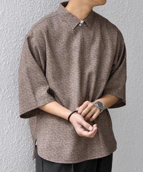 SHIPS any（シップス エニィ）の「SHIPS any:〈洗濯機可能〉FUTURE LINEN CANVAS リネンライク スキッパー プルオーバーシャツ◇（シャツ/ブラウス・メンズ・オリーブ/ネイビー/ブルー/ブラウン/ダークブルー/ブラウン系その他・LARGE/MEDIUM/SMALL）」の3枚目の写真