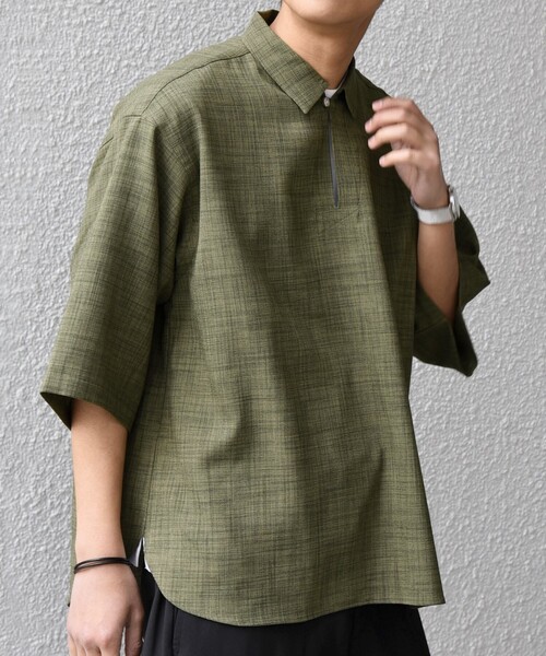 SHIPS any（シップス エニィ）の「SHIPS any:〈洗濯機可能〉FUTURE LINEN CANVAS リネンライク スキッパー プルオーバーシャツ◇（シャツ/ブラウス・メンズ・オリーブ/ネイビー/ブルー/ブラウン/ダークブルー/ブラウン系その他・LARGE/MEDIUM/SMALL）」の14枚目の写真