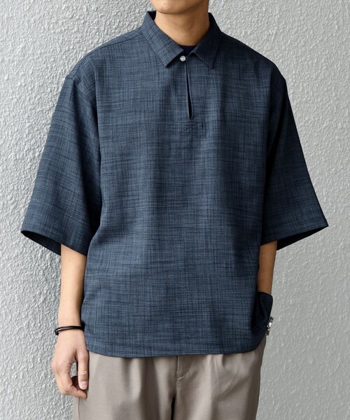 SHIPS any（シップス エニィ）の「SHIPS any:〈洗濯機可能〉FUTURE LINEN CANVAS リネンライク スキッパー プルオーバーシャツ◇（シャツ/ブラウス・メンズ・オリーブ/ネイビー/ブルー/ブラウン/ダークブルー/ブラウン系その他・LARGE/MEDIUM/SMALL）」の11枚目の写真