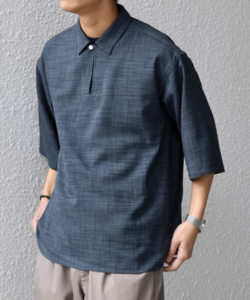 SHIPS any（シップス エニィ）の「SHIPS any:〈洗濯機可能〉FUTURE LINEN CANVAS リネンライク スキッパー プルオーバーシャツ◇（シャツ/ブラウス・メンズ・オリーブ/ネイビー/ブルー/ブラウン/ダークブルー/ブラウン系その他・LARGE/MEDIUM/SMALL）」の10枚目の写真