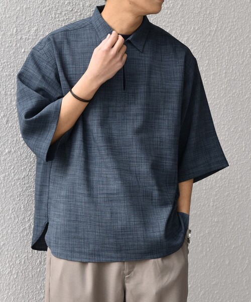 SHIPS any（シップス エニィ）の「SHIPS any:〈洗濯機可能〉FUTURE LINEN CANVAS リネンライク スキッパー プルオーバーシャツ◇（シャツ/ブラウス・メンズ・オリーブ/ネイビー/ブルー/ブラウン/ダークブルー/ブラウン系その他・LARGE/MEDIUM/SMALL）」の9枚目の写真