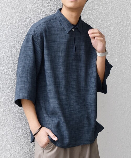 SHIPS any（シップス エニィ）の「SHIPS any:〈洗濯機可能〉FUTURE LINEN CANVAS リネンライク スキッパー プルオーバーシャツ◇（シャツ/ブラウス・メンズ・オリーブ/ネイビー/ブルー/ブラウン/ダークブルー/ブラウン系その他・LARGE/MEDIUM/SMALL）」の8枚目の写真