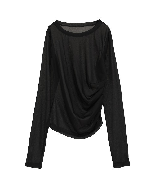MANOF(マノフ)の「SHEER LAYERED CUT TOPS(Tシャツ/カットソー・レディース・ブラック/アイボリー/ブルー・F)」の6枚目の写真