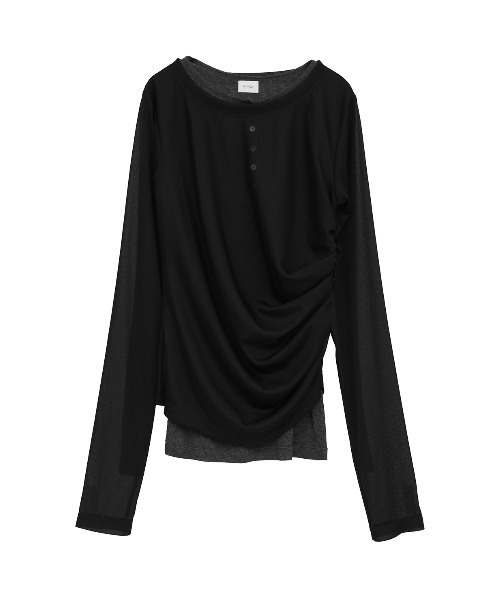 MANOF(マノフ)の「SHEER LAYERED CUT TOPS(Tシャツ/カットソー・レディース・ブラック/アイボリー/ブルー・F)」の17枚目の写真