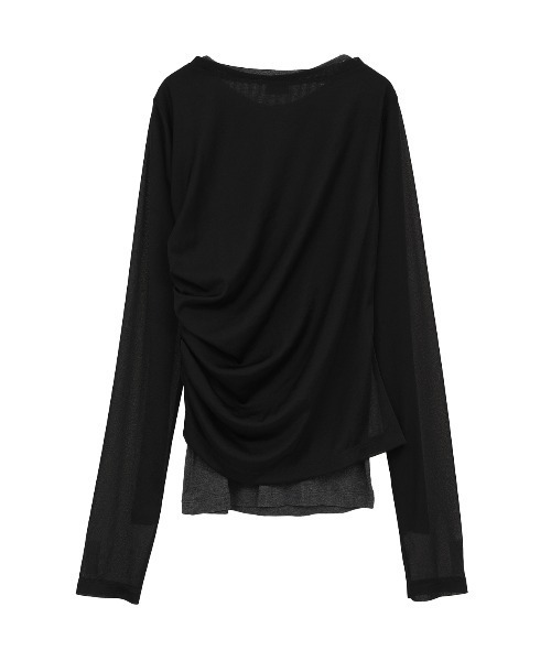 MANOF(マノフ)の「SHEER LAYERED CUT TOPS(Tシャツ/カットソー・レディース・ブラック/アイボリー/ブルー・F)」の18枚目の写真