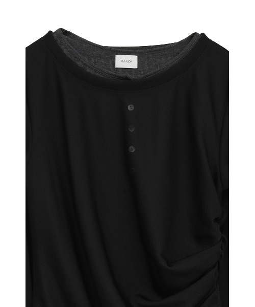 MANOF(マノフ)の「SHEER LAYERED CUT TOPS(Tシャツ/カットソー・レディース・ブラック/アイボリー/ブルー・F)」の4枚目の写真