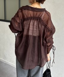 Thevon | ラメワッシャー袖シャーリングシアーシャツ(シャツ/ブラウス)