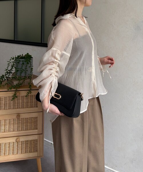 Thevon(ゼボン)の「ラメワッシャー袖シャーリングシアーシャツ(シャツ/ブラウス・レディース・ピンク/ブラウン/サックスブルー/アイボリー・FREE)」の8枚目の写真