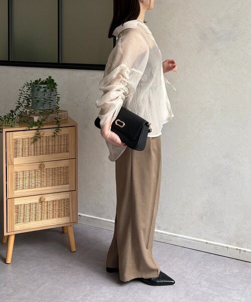 Thevon(ゼボン)の「ラメワッシャー袖シャーリングシアーシャツ(シャツ/ブラウス・レディース・ピンク/ブラウン/サックスブルー/アイボリー・FREE)」の12枚目の写真