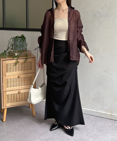 Thevon(ゼボン)の「ラメワッシャー袖シャーリングシアーシャツ(シャツ/ブラウス・レディース・ピンク/ブラウン/サックスブルー/アイボリー・FREE)」の17枚目の写真