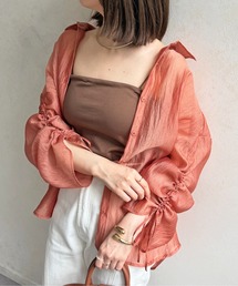 Thevon | 【新色登場！】ラメワッシャー袖シャーリングシアーシャツ(シャツ/ブラウス)