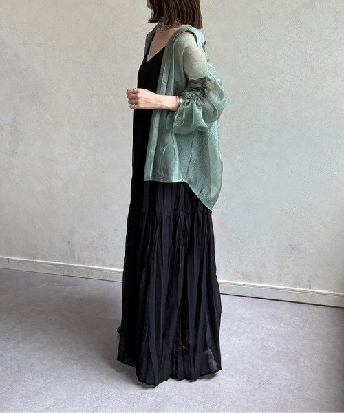Thevon(ゼボン)の「【新色登場!】ラメワッシャー袖シャーリングシアーシャツ(シャツ/ブラウス・レディース・ピンク/ブラウン/サックスブルー/アイボリー/グリーン/オレンジ・FREE)」の17枚目の写真
