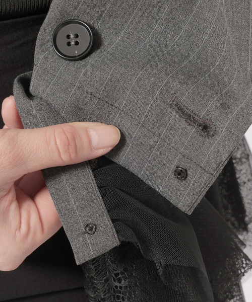 HARE（ハレ）の「2WAYイレヘムフリルジャケット(HARE)（テーラードジャケット・レディース・グレー/ブラック・FREE）」の15枚目の写真