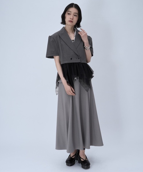 HARE（ハレ）の「2WAYイレヘムフリルジャケット(HARE)（テーラードジャケット・レディース・グレー/ブラック・FREE）」の9枚目の写真