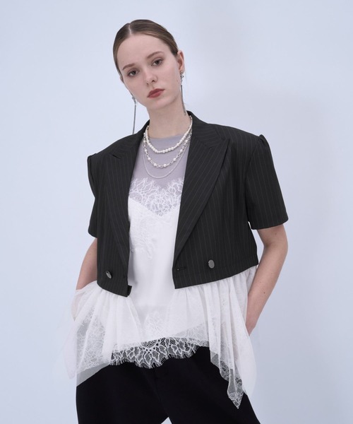 HARE（ハレ）の「2WAYイレヘムフリルジャケット(HARE)（テーラードジャケット・レディース・グレー/ブラック・FREE）」の7枚目の写真