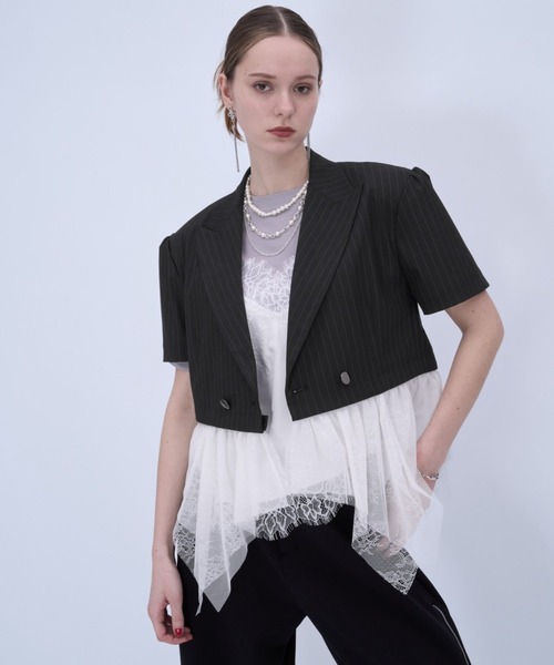 HARE（ハレ）の「2WAYイレヘムフリルジャケット(HARE)（テーラードジャケット・レディース・グレー/ブラック・FREE）」の3枚目の写真