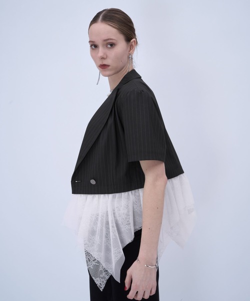 HARE（ハレ）の「2WAYイレヘムフリルジャケット(HARE)（テーラードジャケット・レディース・グレー/ブラック・FREE）」の4枚目の写真