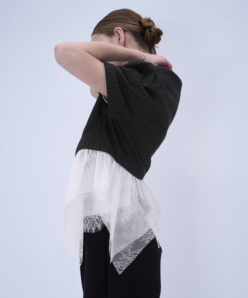 HARE（ハレ）の「2WAYイレヘムフリルジャケット(HARE)（テーラードジャケット・レディース・グレー/ブラック・FREE）」の5枚目の写真