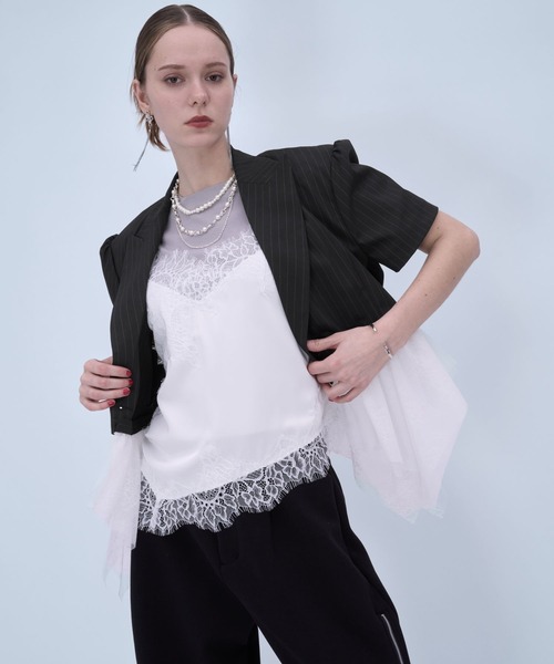 HARE（ハレ）の「2WAYイレヘムフリルジャケット(HARE)（テーラードジャケット・レディース・グレー/ブラック・FREE）」の6枚目の写真