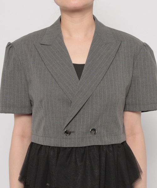 HARE（ハレ）の「2WAYイレヘムフリルジャケット(HARE)（テーラードジャケット・レディース・グレー/ブラック・FREE）」の19枚目の写真