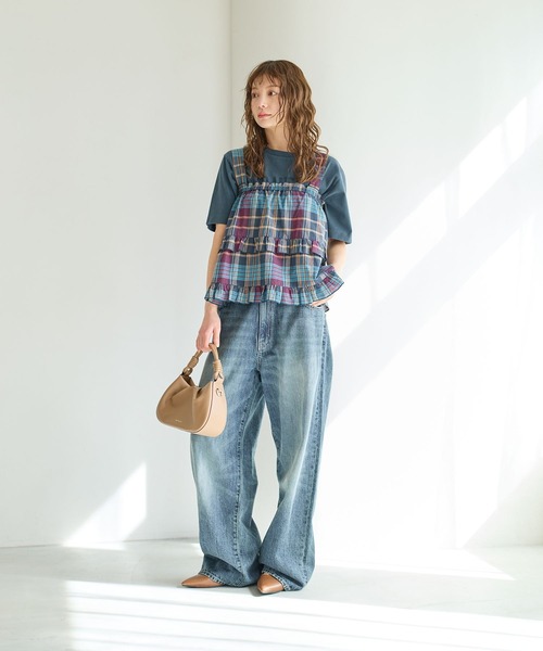 BAYFLOW（ベイフロー）の「マドラスチェックビスチェ（その他トップス・レディース・ネイビー/オレンジ系/ピンク・FREE）」の5枚目の写真