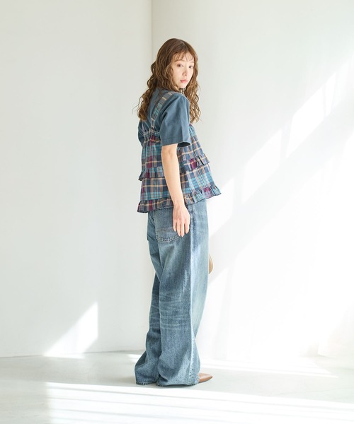 BAYFLOW（ベイフロー）の「マドラスチェックビスチェ（その他トップス・レディース・ネイビー/オレンジ系/ピンク・FREE）」の6枚目の写真