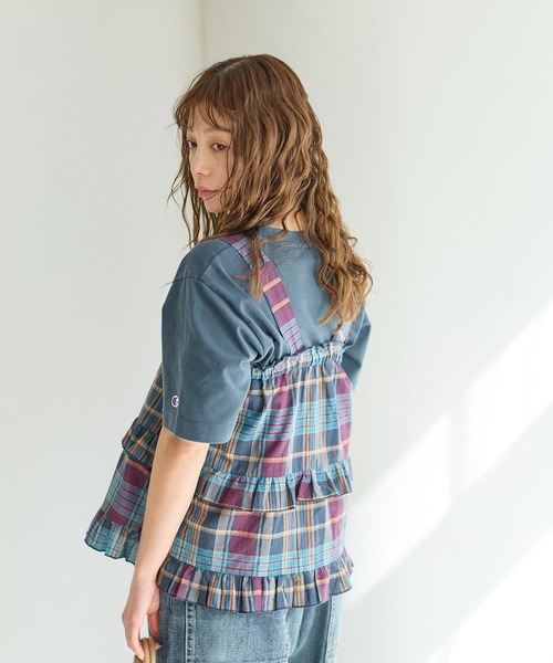 BAYFLOW（ベイフロー）の「マドラスチェックビスチェ（その他トップス・レディース・ネイビー/オレンジ系/ピンク・FREE）」の9枚目の写真