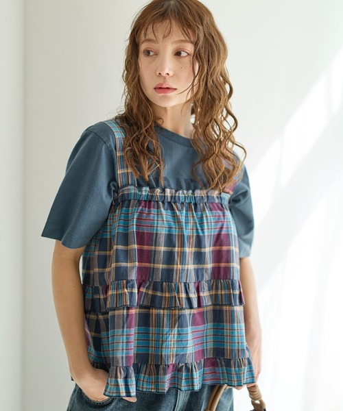 BAYFLOW（ベイフロー）の「マドラスチェックビスチェ（その他トップス・レディース・ネイビー/オレンジ系/ピンク・FREE）」の11枚目の写真