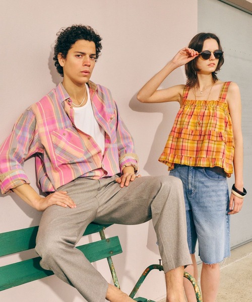 BAYFLOW（ベイフロー）の「マドラスチェックビスチェ（その他トップス・レディース・ネイビー/オレンジ系/ピンク・FREE）」の16枚目の写真