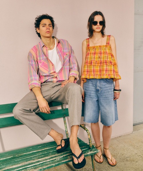 BAYFLOW（ベイフロー）の「マドラスチェックビスチェ（その他トップス・レディース・ネイビー/オレンジ系/ピンク・FREE）」の17枚目の写真