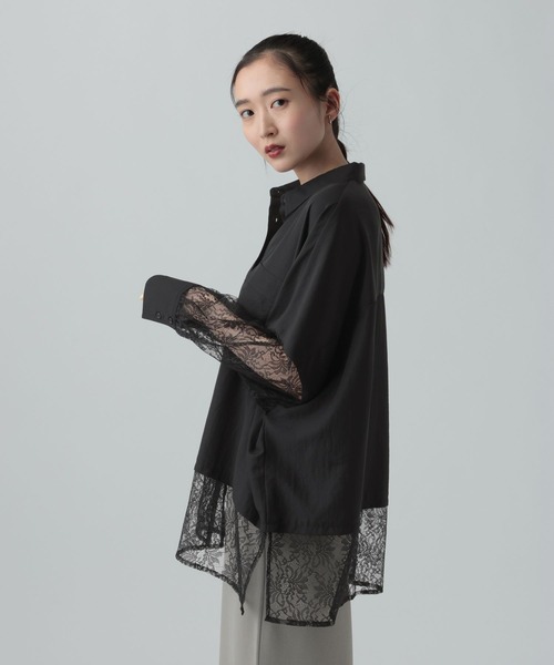 LEPSIM(レプシィム)の「異素材切り替えポンチョシャツ 651444(シャツ/ブラウス・レディース・ブラウン/オフホワイト/ホワイト×ブラック/ブラック/イエロー/ホワイト・FREE)」の14枚目の写真