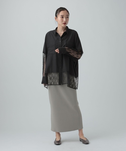 LEPSIM(レプシィム)の「異素材切り替えポンチョシャツ 651444(シャツ/ブラウス・レディース・ブラウン/オフホワイト/ホワイト×ブラック/ブラック/イエロー/ホワイト・FREE)」の16枚目の写真