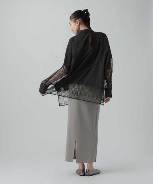 LEPSIM(レプシィム)の「異素材切り替えポンチョシャツ 651444(シャツ/ブラウス・レディース・ブラウン/オフホワイト/ホワイト×ブラック/ブラック/イエロー/ホワイト・FREE)」の18枚目の写真