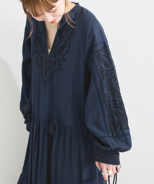 ウォッシャブル / 刺繍ティアードワンピース（ワンピース）｜B.C STOCK