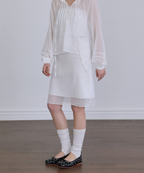 AFTERHOURS(アフターアワーズ)の「CHIFFON MIDI SKIRT (WHITE-DOT)(スカート・レディース・ホワイト・FREE)」の1枚目の写真