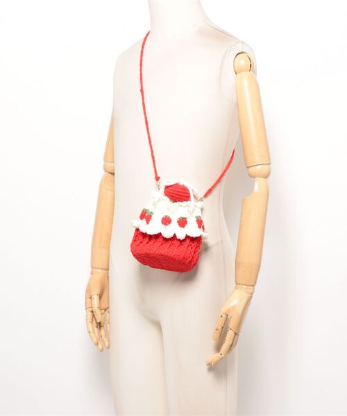 tone(トーン)の「【88eighty-eight】かぎ針編みニットいちごケーキ巾着CUTEショルダーバッグ【import】(MA)(ショルダーバッグ・レディース・レッド・FREE)」の2枚目の写真