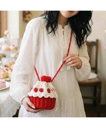 【88eighty-eight】かぎ針編みニットいちごケーキ巾着CUTEショルダーバッグ【import】(MA)