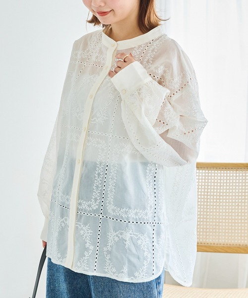 LAVEANGE（ラビアンジェ）の「スクエア刺繍レースブラウス（シャツ/ブラウス・レディース・アイボリー/ブラック・5L/4L/3L/LL/M）」の18枚目の写真
