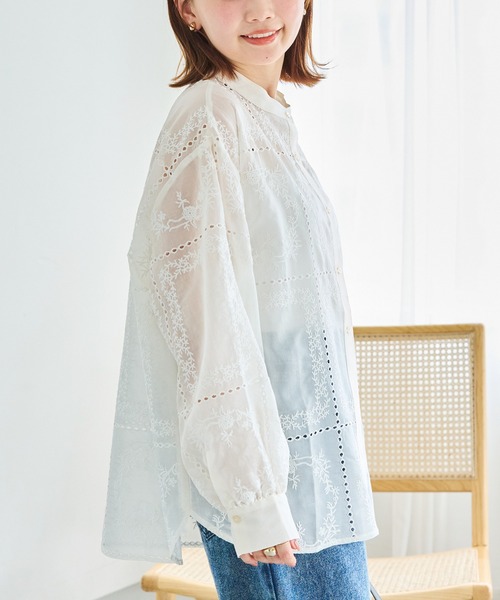 LAVEANGE（ラビアンジェ）の「スクエア刺繍レースブラウス（シャツ/ブラウス・レディース・アイボリー/ブラック・5L/4L/3L/LL/M）」の19枚目の写真