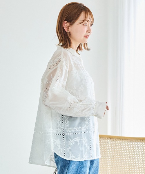 LAVEANGE（ラビアンジェ）の「スクエア刺繍レースブラウス（シャツ/ブラウス・レディース・アイボリー/ブラック・5L/4L/3L/LL/M）」の20枚目の写真