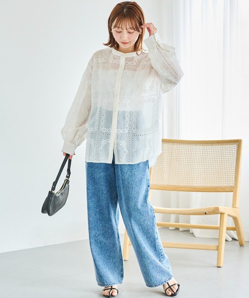 LAVEANGE（ラビアンジェ）の「スクエア刺繍レースブラウス（シャツ/ブラウス・レディース・アイボリー/ブラック・5L/4L/3L/LL/M）」の22枚目の写真