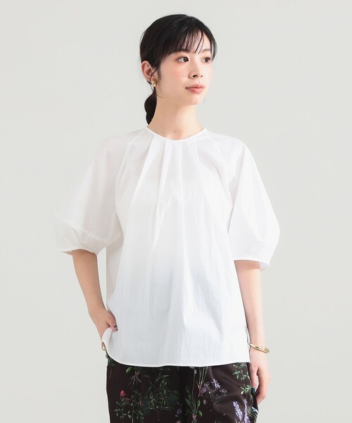Demi-Luxe BEAMS(デミルクス ビームス)の「ランタンスリーブ プルオーバー(シャツ/ブラウス・レディース・ホワイト/イエロー・ONE SIZE)」の1枚目の写真